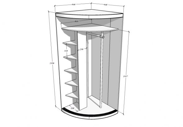 armoire d'angle radial