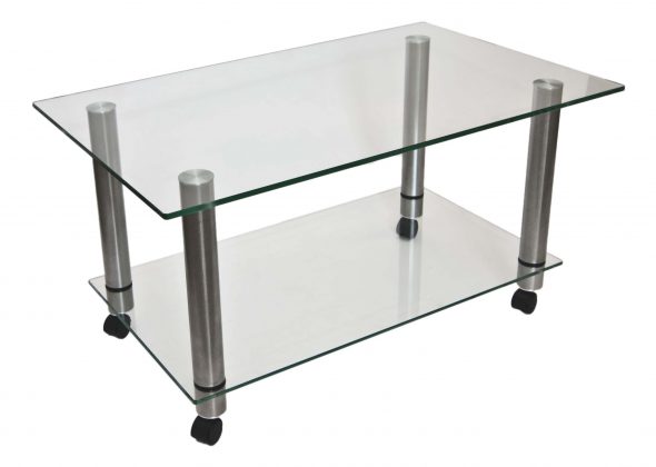 table en verre et métal
