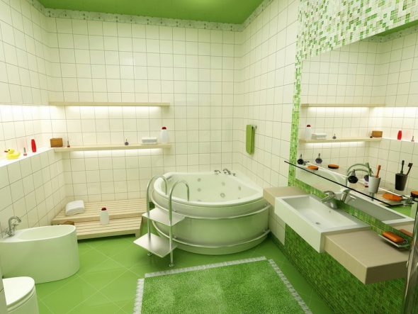miroir de salle de bain vert