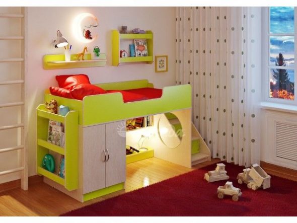 Très bonne idée pour une chambre d'enfant - lit superposé avec un matelas