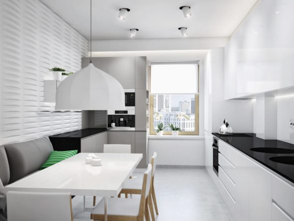 divano in cucina nello stile del minimalismo