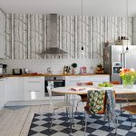 l'intérieur de la cuisine est moderne, élégant et confortable
