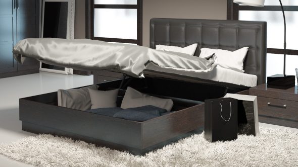 lits doubles avec boîtes de rangement - photo