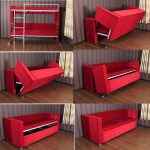 Canapé-lit superposé rouge