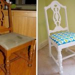 Chaise avant et après la restauration du rembourrage