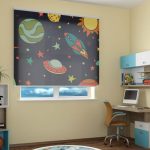 Design chambre d'enfants avec des rideaux d'espace