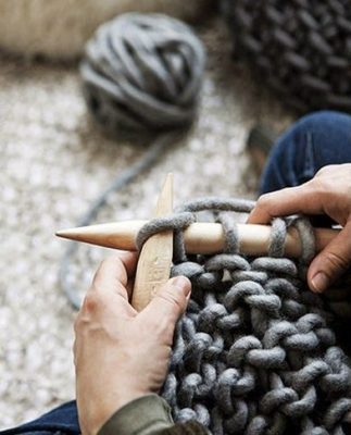 Aiguilles à tricoter en bois épais