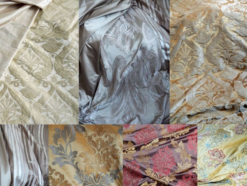 tissus de rideaux coton soie