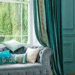 décor photo turquoise rideaux